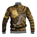 New Zealand Matariki Baseball Jacket Maori Koru With Humpback Whale Gold