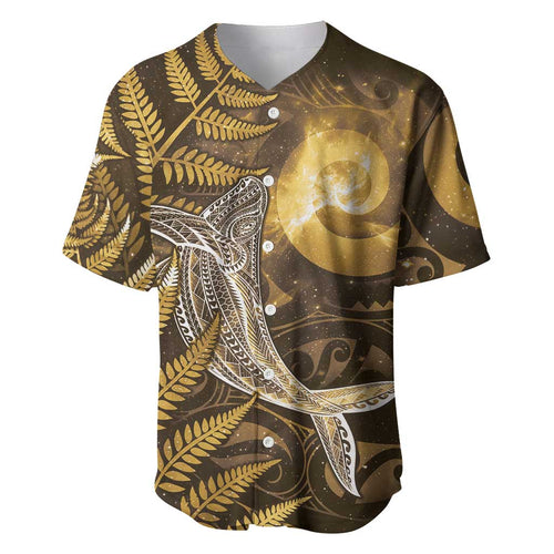 New Zealand Matariki Baseball Jersey Maori Koru With Humpback Whale Gold