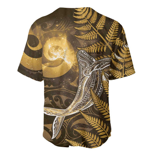 New Zealand Matariki Baseball Jersey Maori Koru With Humpback Whale Gold