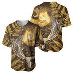 New Zealand Matariki Baseball Jersey Maori Koru With Humpback Whale Gold