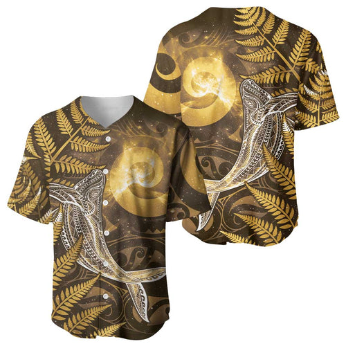 New Zealand Matariki Baseball Jersey Maori Koru With Humpback Whale Gold