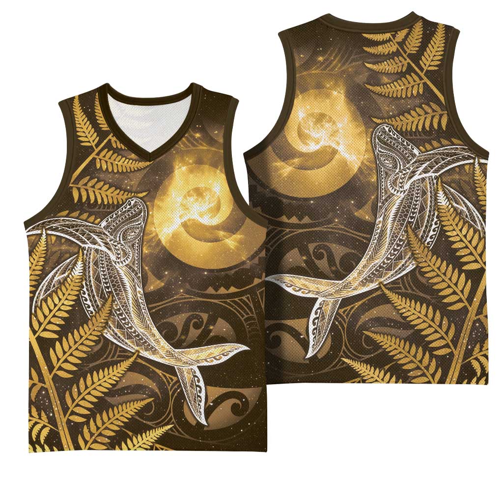 New Zealand Matariki Basketball Jersey Maori Koru With Humpback Whale Gold