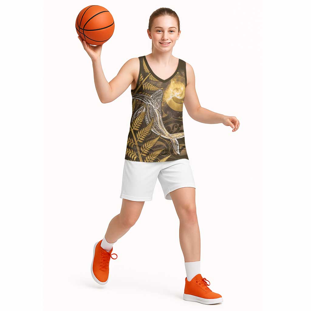 New Zealand Matariki Basketball Jersey Maori Koru With Humpback Whale Gold