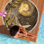 New Zealand Matariki Beach Blanket Maori Koru With Humpback Whale Gold