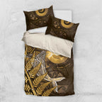 New Zealand Matariki Bedding Set Maori Koru With Humpback Whale Gold