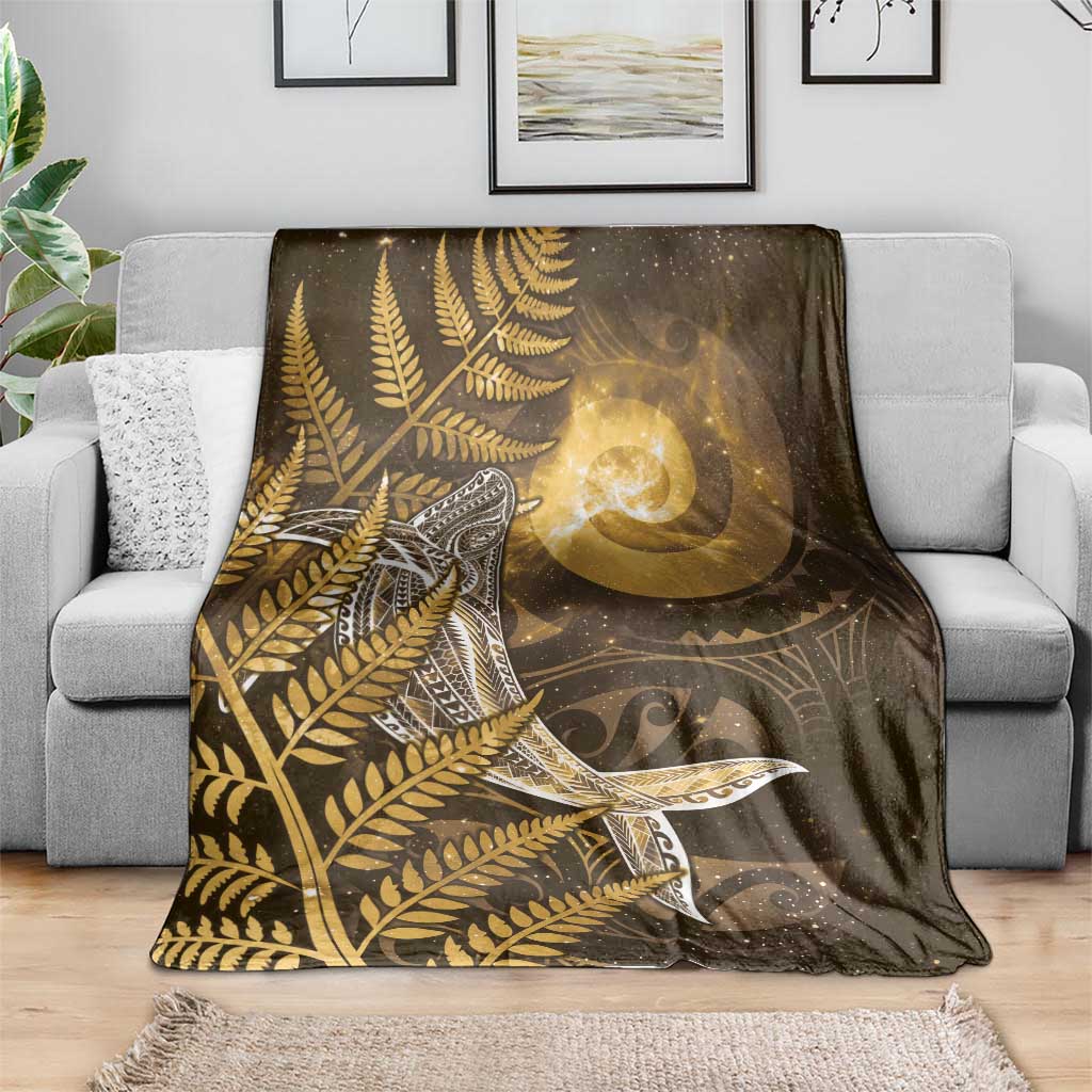 New Zealand Matariki Blanket Maori Koru With Humpback Whale Gold