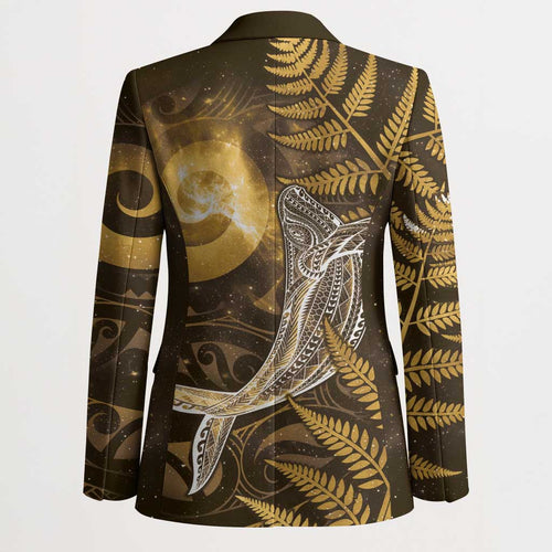 New Zealand Matariki Blazer Maori Koru With Humpback Whale Gold