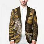New Zealand Matariki Blazer Maori Koru With Humpback Whale Gold