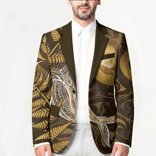 New Zealand Matariki Blazer Maori Koru With Humpback Whale Gold