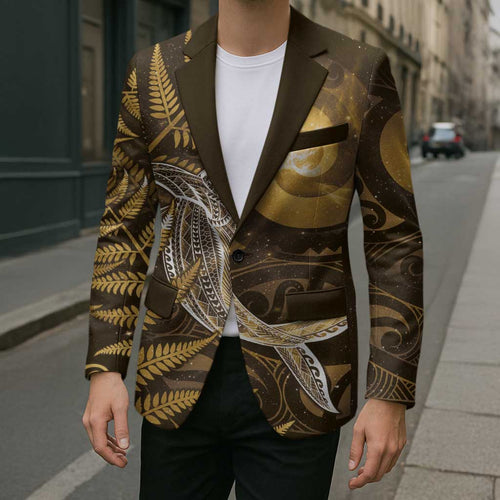 New Zealand Matariki Blazer Maori Koru With Humpback Whale Gold