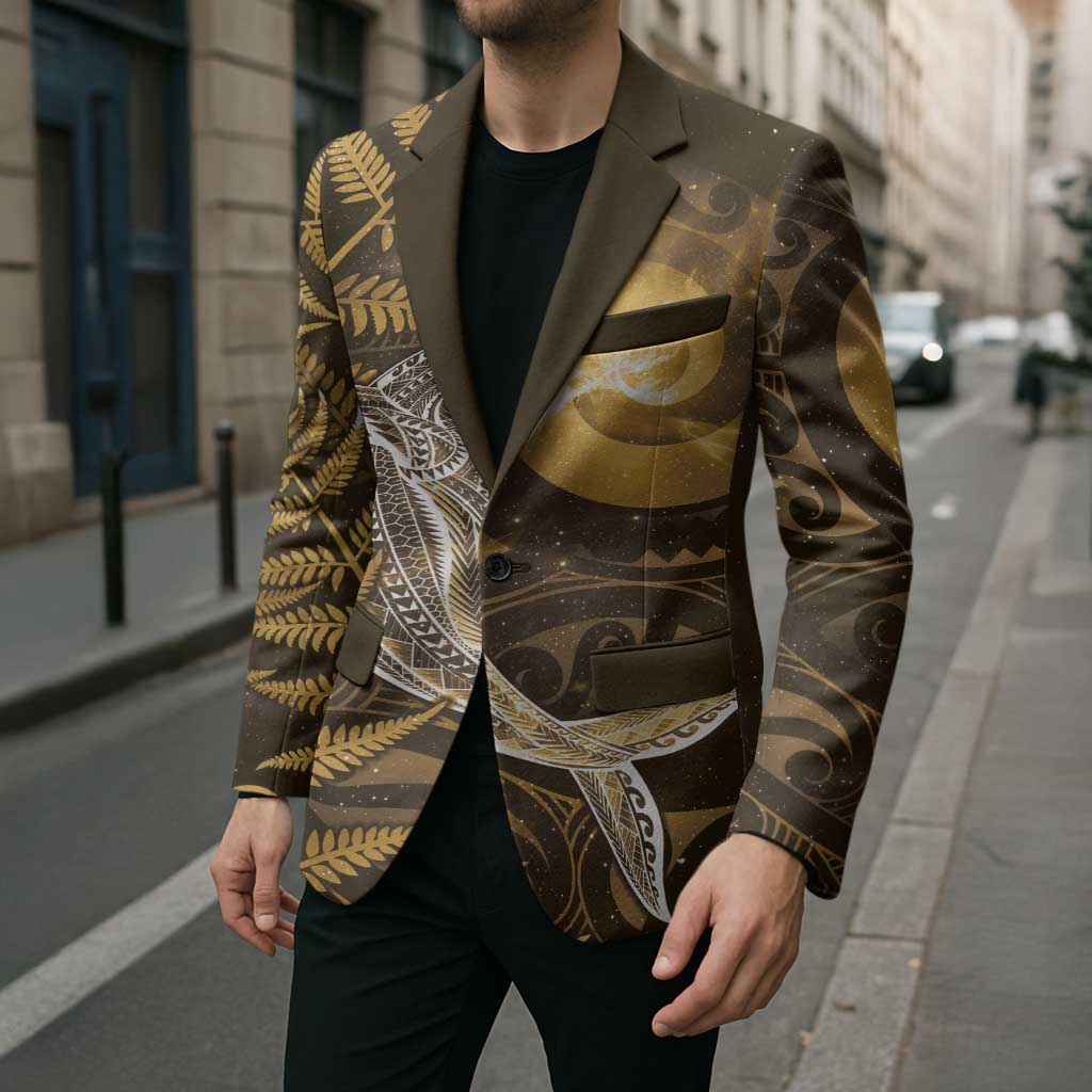 New Zealand Matariki Blazer Maori Koru With Humpback Whale Gold