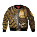New Zealand Matariki Bomber Jacket Maori Koru With Humpback Whale Gold