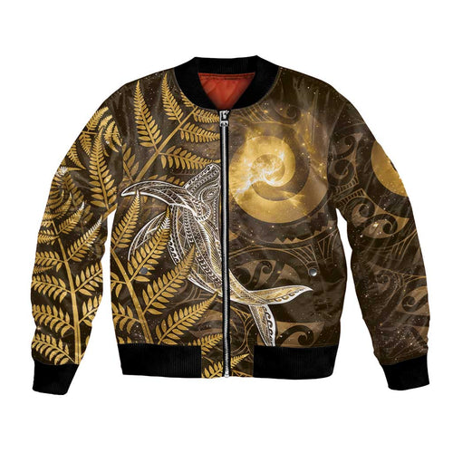New Zealand Matariki Bomber Jacket Maori Koru With Humpback Whale Gold