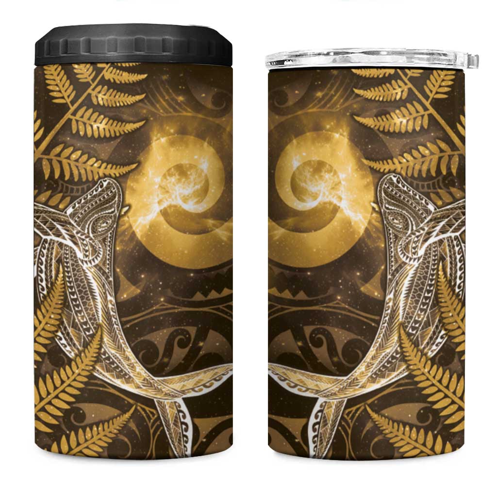 New Zealand Matariki 4 in 1 Can Cooler Tumbler Maori Koru With Humpback Whale Gold