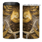 New Zealand Matariki 4 in 1 Can Cooler Tumbler Maori Koru With Humpback Whale Gold