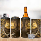 New Zealand Matariki 4 in 1 Can Cooler Tumbler Maori Koru With Humpback Whale Gold
