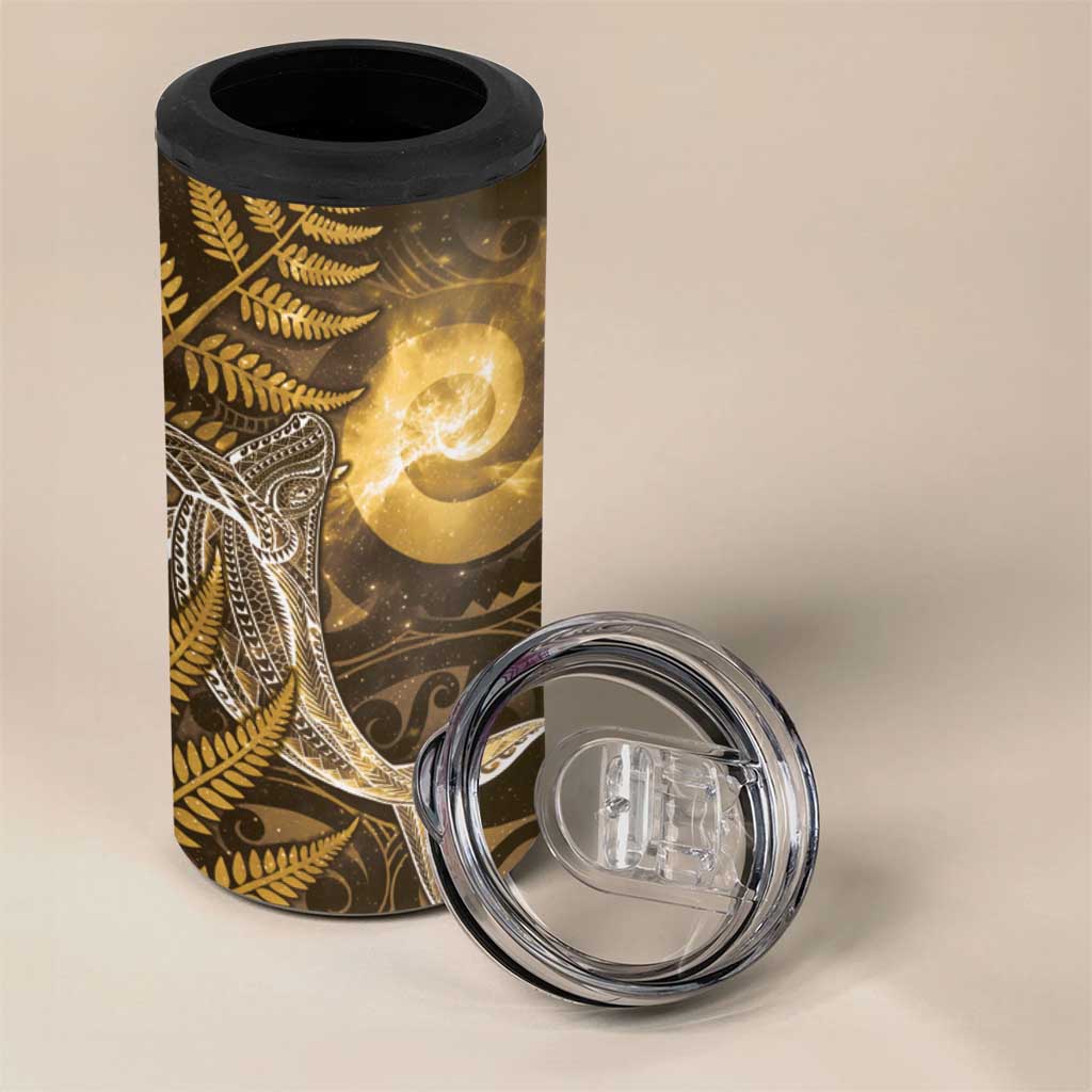 New Zealand Matariki 4 in 1 Can Cooler Tumbler Maori Koru With Humpback Whale Gold