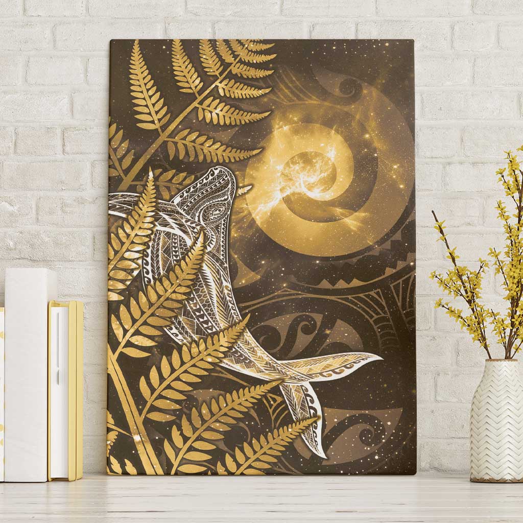 New Zealand Matariki Canvas Wall Art Maori Koru With Humpback Whale Gold