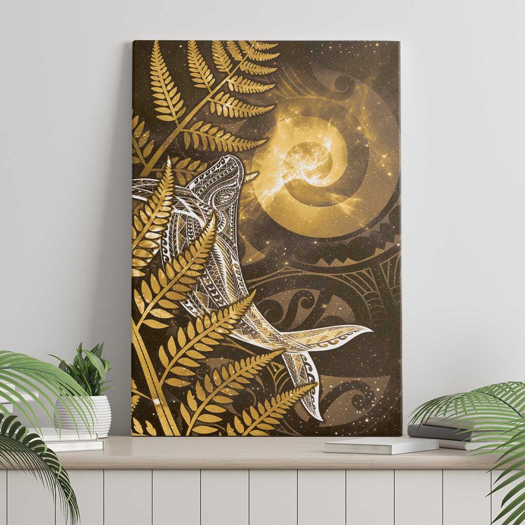 New Zealand Matariki Canvas Wall Art Maori Koru With Humpback Whale Gold