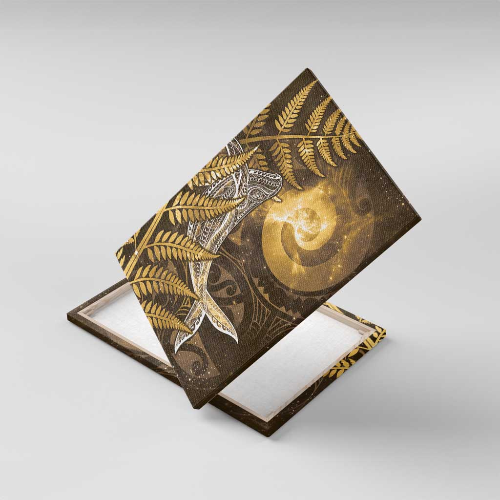 New Zealand Matariki Canvas Wall Art Maori Koru With Humpback Whale Gold