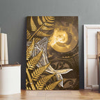 New Zealand Matariki Canvas Wall Art Maori Koru With Humpback Whale Gold