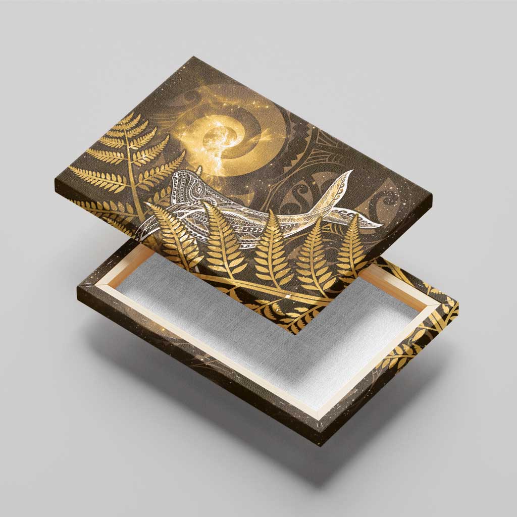 New Zealand Matariki Canvas Wall Art Maori Koru With Humpback Whale Gold