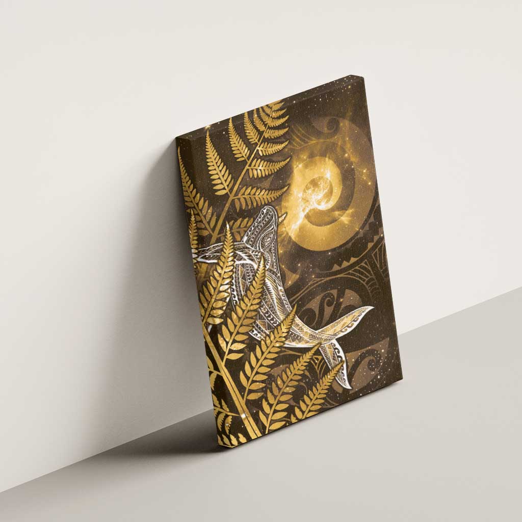 New Zealand Matariki Canvas Wall Art Maori Koru With Humpback Whale Gold