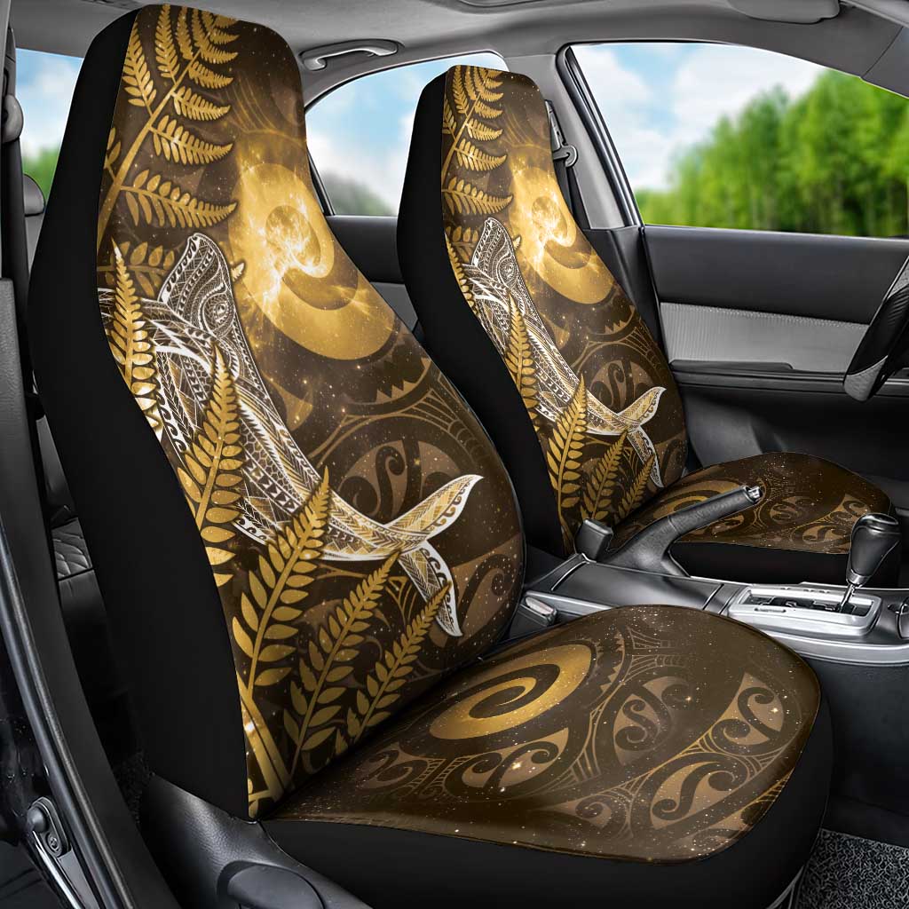 New Zealand Matariki Car Seat Cover Maori Koru With Humpback Whale Gold