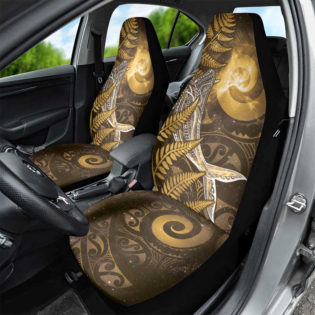 New Zealand Matariki Car Seat Cover Maori Koru With Humpback Whale Gold