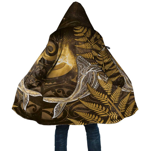 New Zealand Matariki Cloak Maori Koru With Humpback Whale Gold
