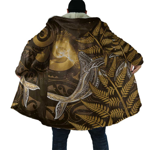 New Zealand Matariki Cloak Maori Koru With Humpback Whale Gold