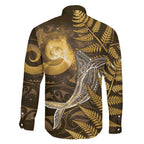 New Zealand Matariki Family Matching Mermaid Dress and Hawaiian Shirt Maori Koru With Humpback Whale Gold