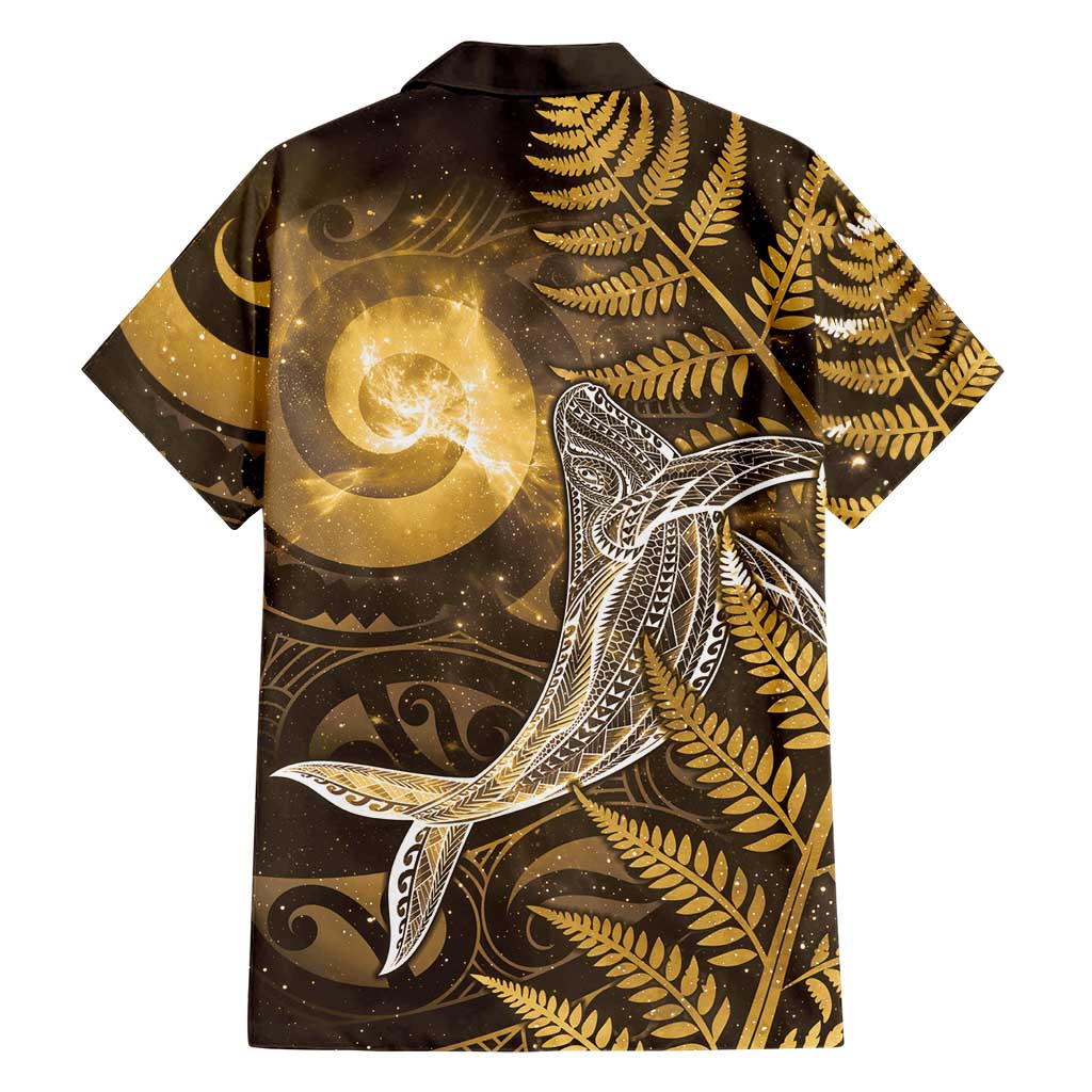 New Zealand Matariki Family Matching Off Shoulder Maxi Dress and Hawaiian Shirt Maori Koru With Humpback Whale Gold