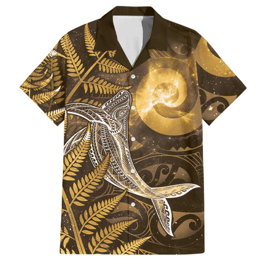 New Zealand Matariki Family Matching Summer Maxi Dress and Hawaiian Shirt Maori Koru With Humpback Whale Gold