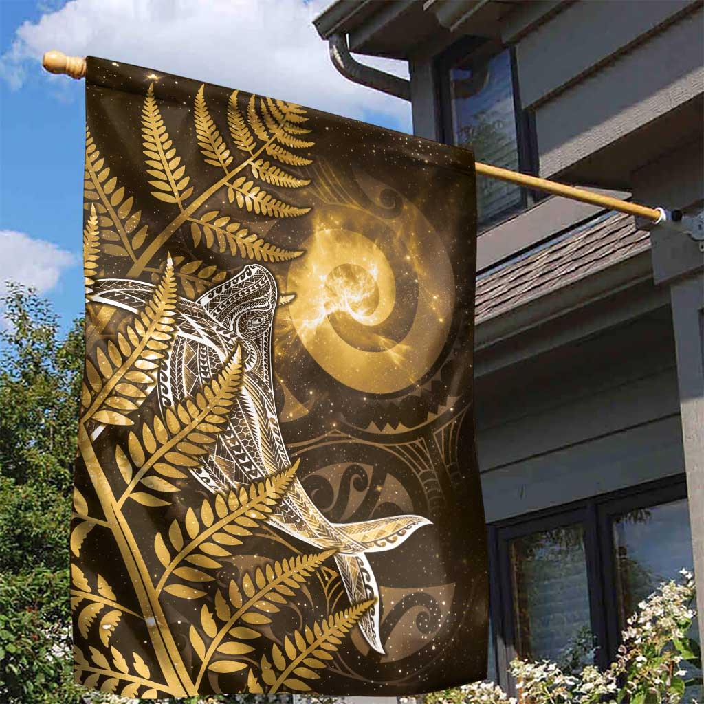 New Zealand Matariki Garden Flag Maori Koru With Humpback Whale Gold
