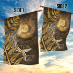 New Zealand Matariki Garden Flag Maori Koru With Humpback Whale Gold