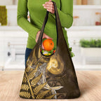 New Zealand Matariki Grocery Bag Maori Koru With Humpback Whale Gold