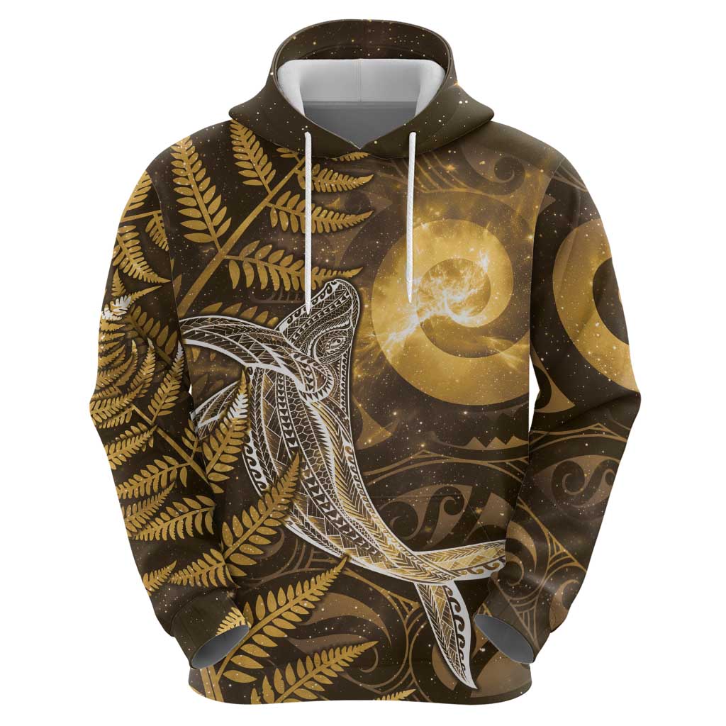 New Zealand Matariki Hoodie Maori Koru With Humpback Whale Gold