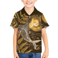New Zealand Matariki Kid Hawaiian Shirt Maori Koru With Humpback Whale Gold