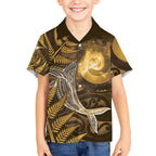 New Zealand Matariki Kid Hawaiian Shirt Maori Koru With Humpback Whale Gold