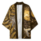 New Zealand Matariki Kimono Maori Koru With Humpback Whale Gold