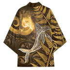New Zealand Matariki Kimono Maori Koru With Humpback Whale Gold