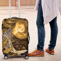 New Zealand Matariki Luggage Cover Maori Koru With Humpback Whale Gold
