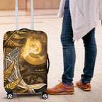 New Zealand Matariki Luggage Cover Maori Koru With Humpback Whale Gold