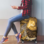 New Zealand Matariki Luggage Cover Maori Koru With Humpback Whale Gold