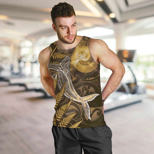 New Zealand Matariki Men Tank Top Maori Koru With Humpback Whale Gold