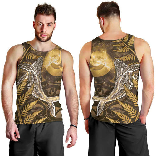 New Zealand Matariki Men Tank Top Maori Koru With Humpback Whale Gold