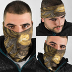 New Zealand Matariki Neck Gaiter Maori Koru With Humpback Whale Gold