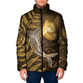 New Zealand Matariki Padded Jacket Maori Koru With Humpback Whale Gold