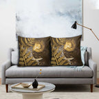 New Zealand Matariki Pillow Cover Maori Koru With Humpback Whale Gold